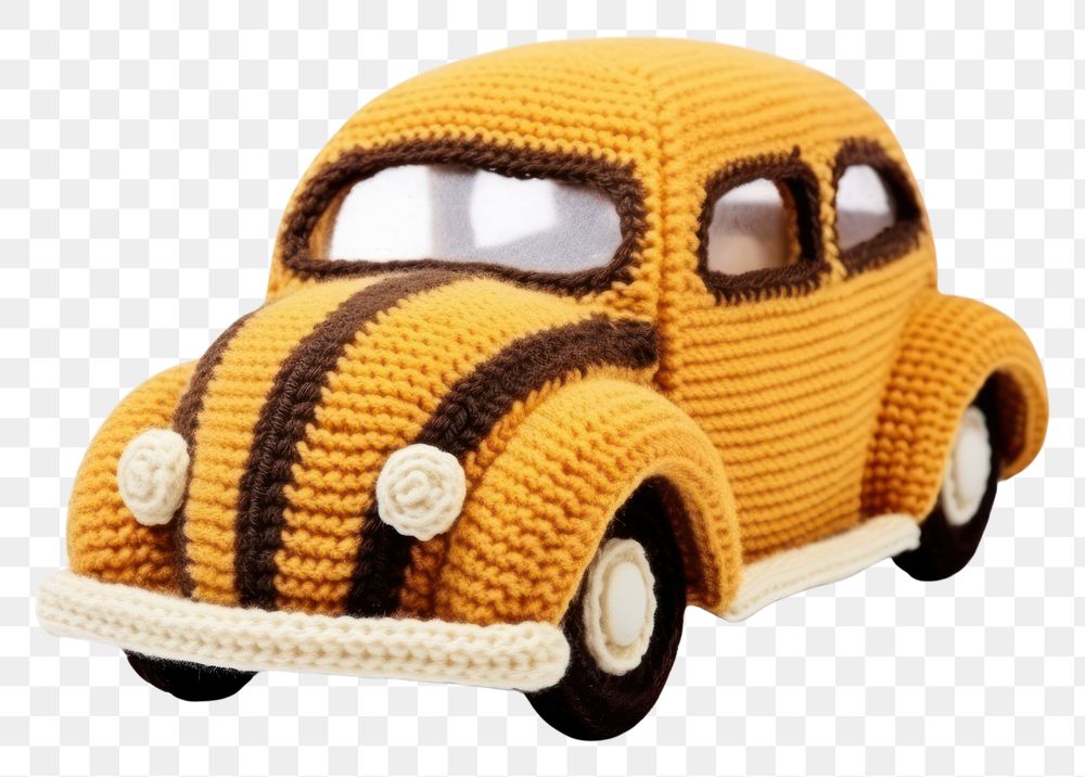 PNG  Knitted cute toy car vehicle white background. AI generated Image by rawpixel.