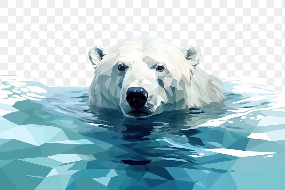 PNG Polar bear swimming wildlife mammal animal. AI generated Image by rawpixel.