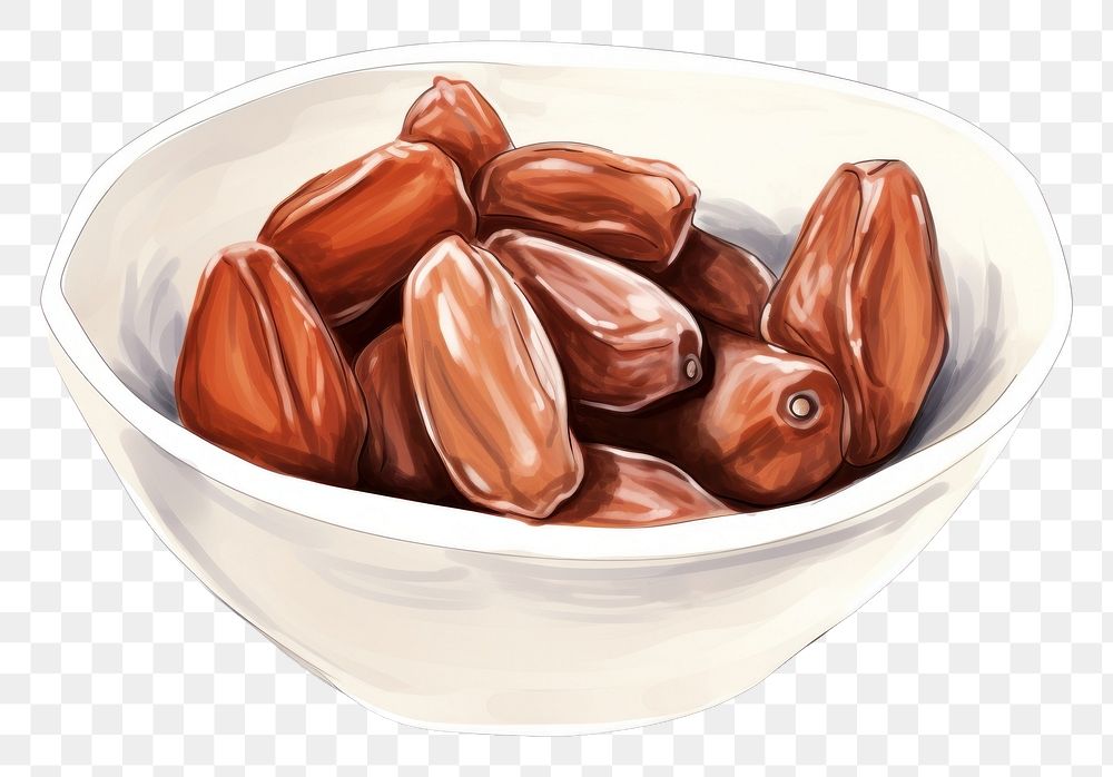 PNG  Dates in a bowl chocolate dessert food. AI generated Image by rawpixel.