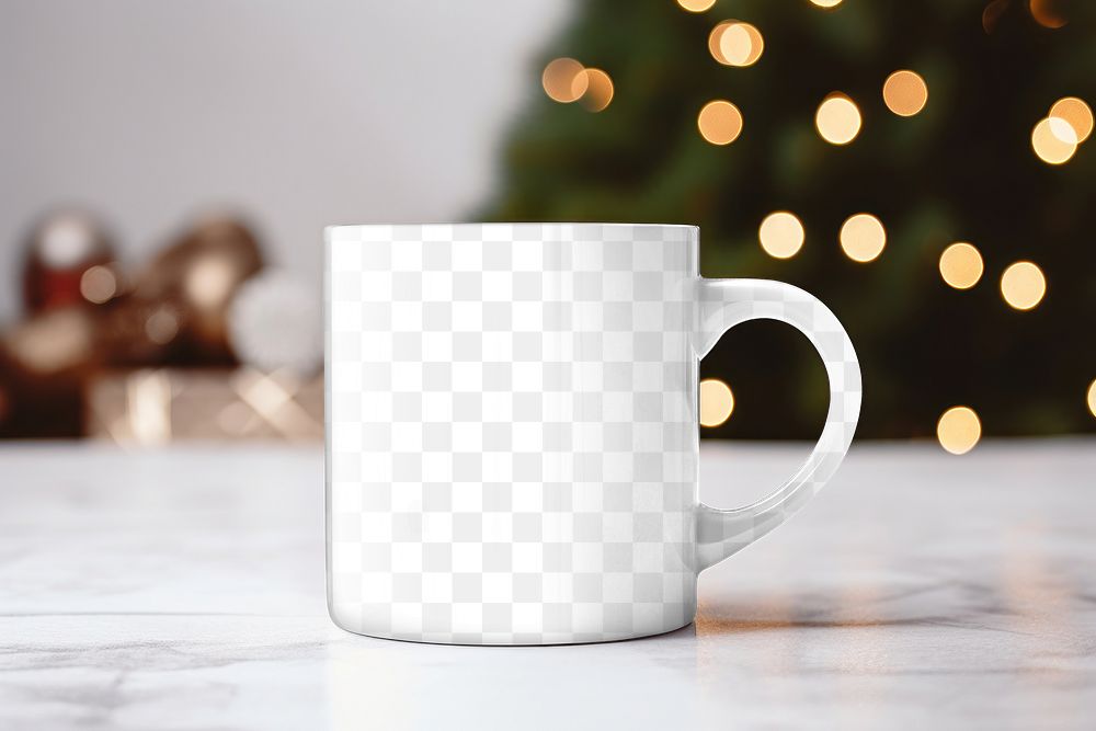Christmas coffee mug png mockup, transparent design