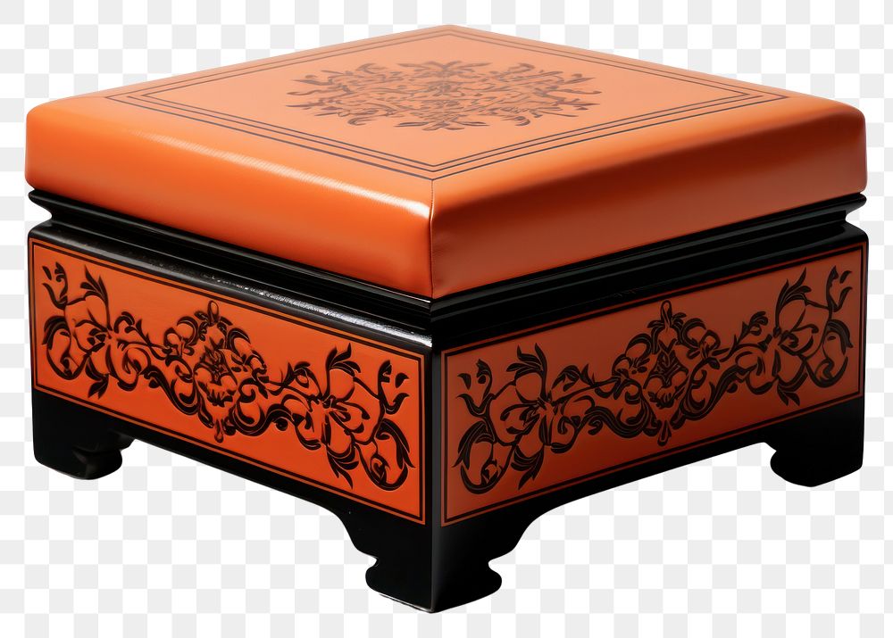 PNG  Asian style storage ottoman furniture box white background. AI generated Image by rawpixel.