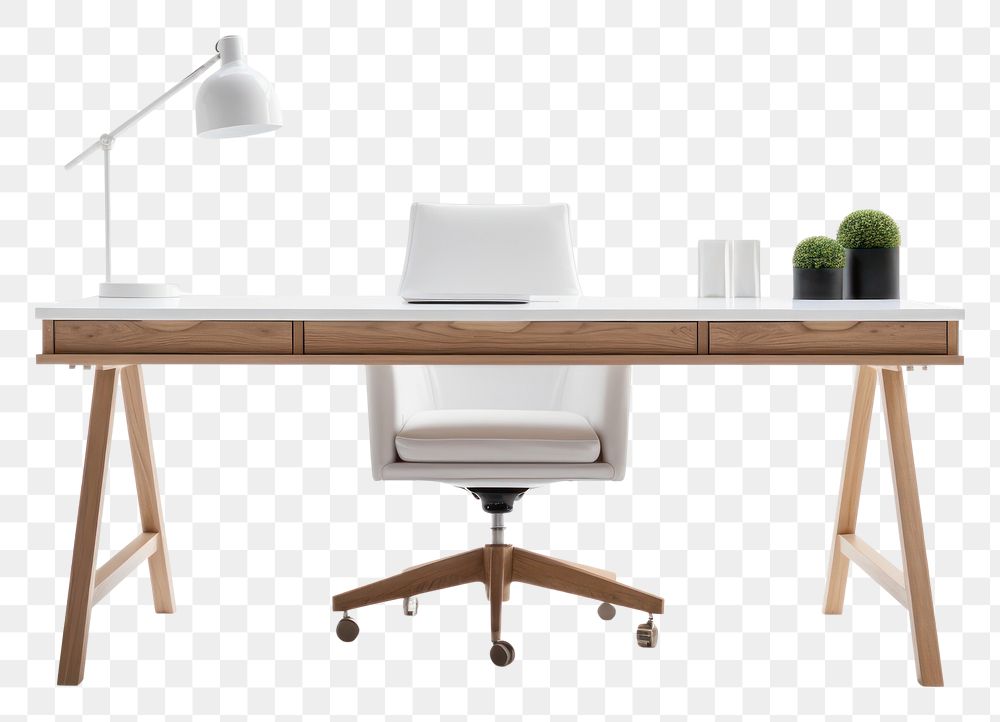 PNG  Modern working table furniture computer chair. AI generated Image by rawpixel.