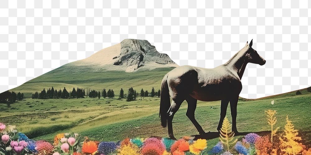 PNG Landscape field horse astronomy. AI generated Image by rawpixel.