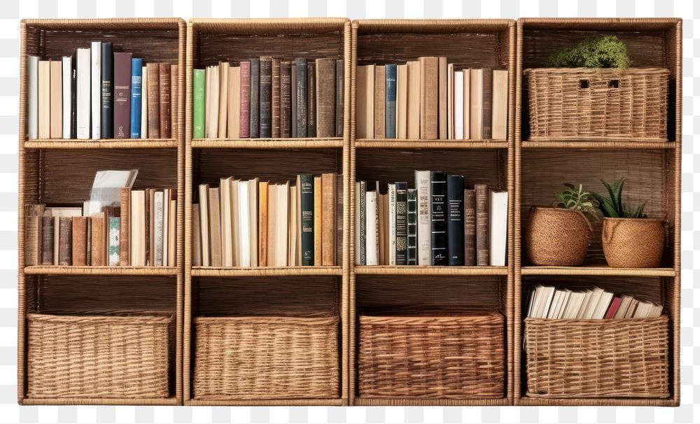 PNG  Furniture bookcase bookshelf white background. AI generated Image by rawpixel.