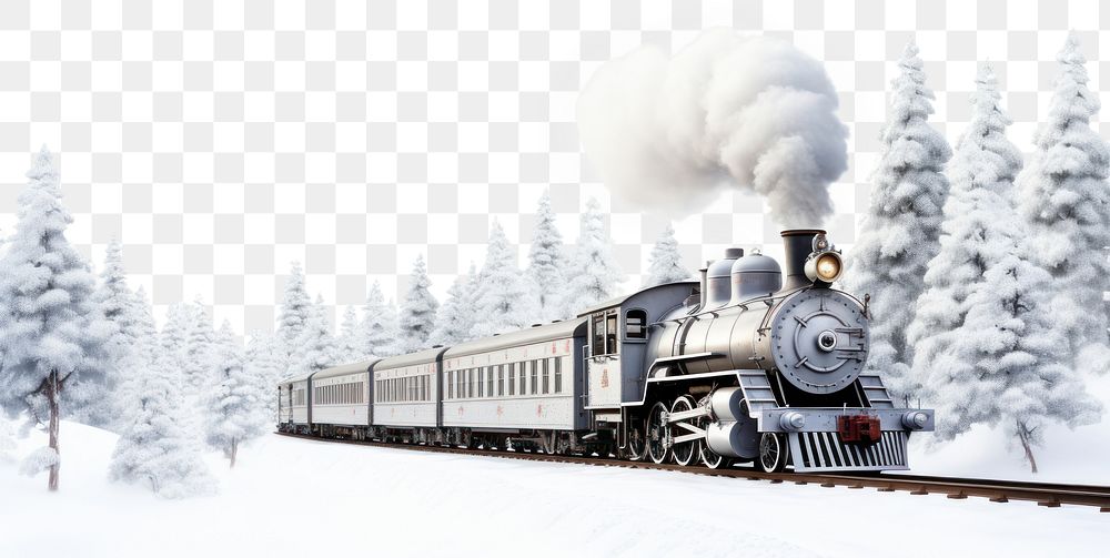 PNG Vintage train locomotive vehicle railway. AI generated Image by rawpixel.