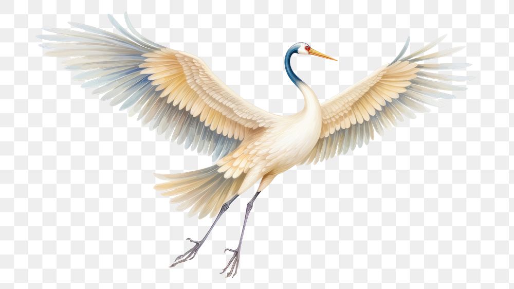 PNG Traditional chinese crane flying animal bird white background
