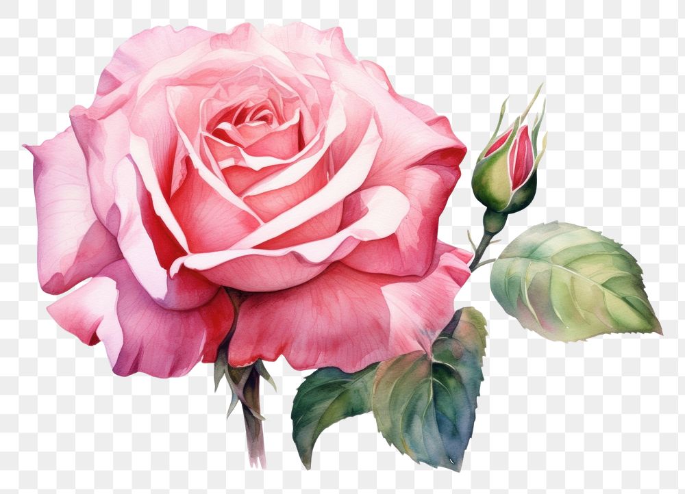 PNG  Rose flower plant white background. AI generated Image by rawpixel.