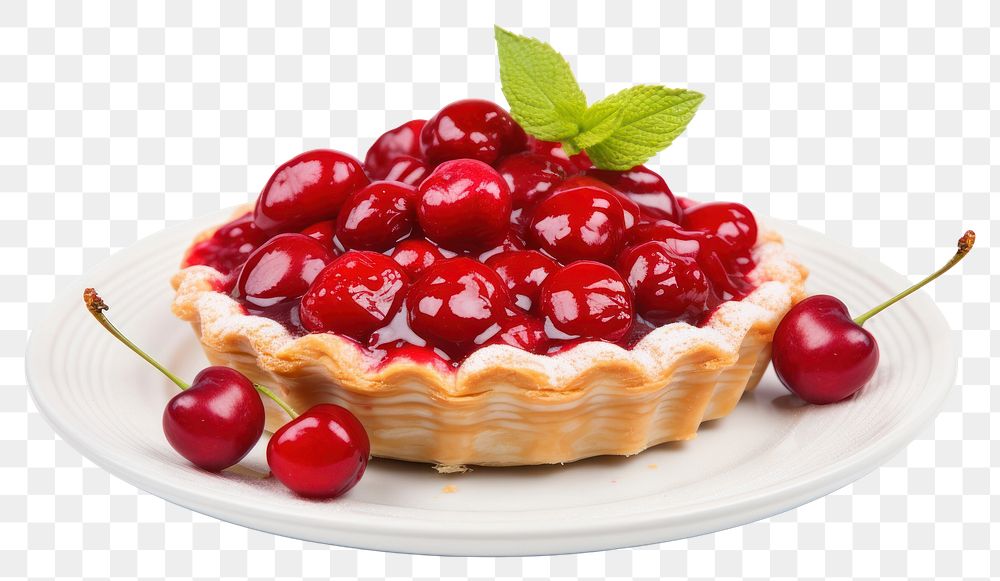 PNG Cherry pie fruit plate plant. AI generated Image by rawpixel.