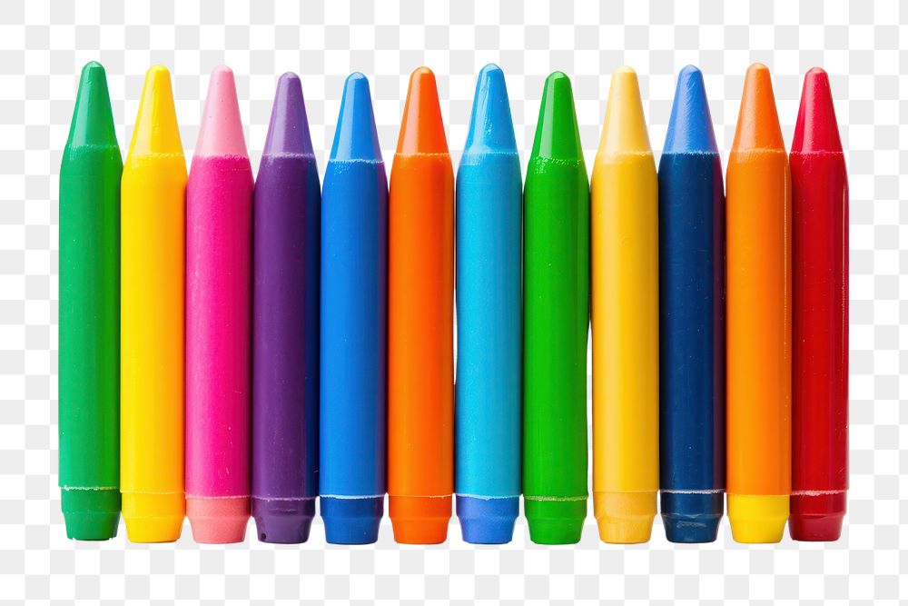 PNG  Colorful crayons arrangement creativity white background. AI generated Image by rawpixel.