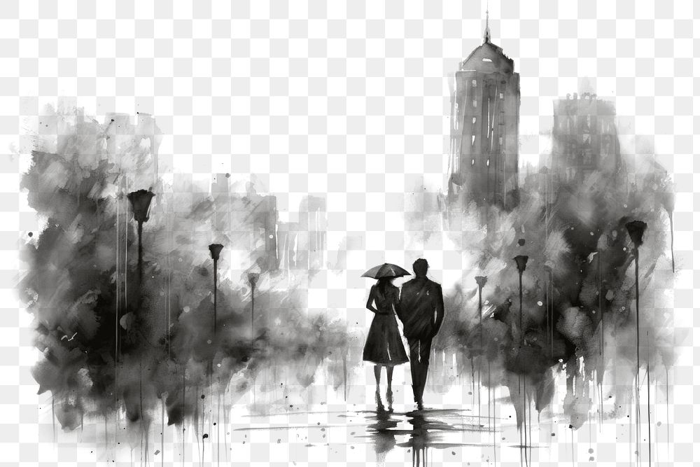 PNG Raining city sketch outdoors drawing. AI generated Image by rawpixel.