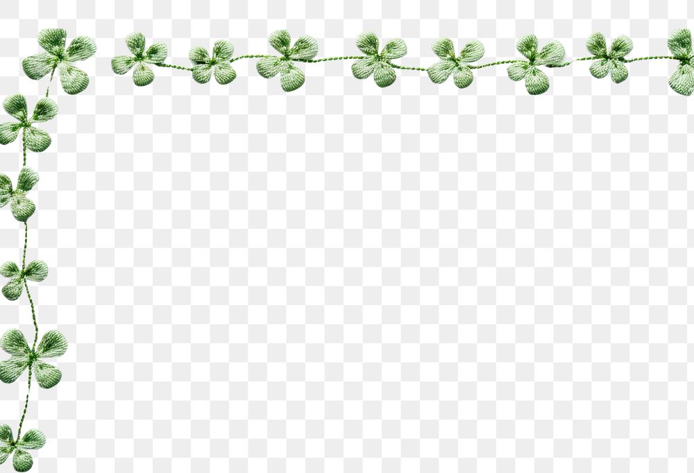 PNG Frame border little lucky clover pattern backgrounds embroidery. AI generated Image by rawpixel.