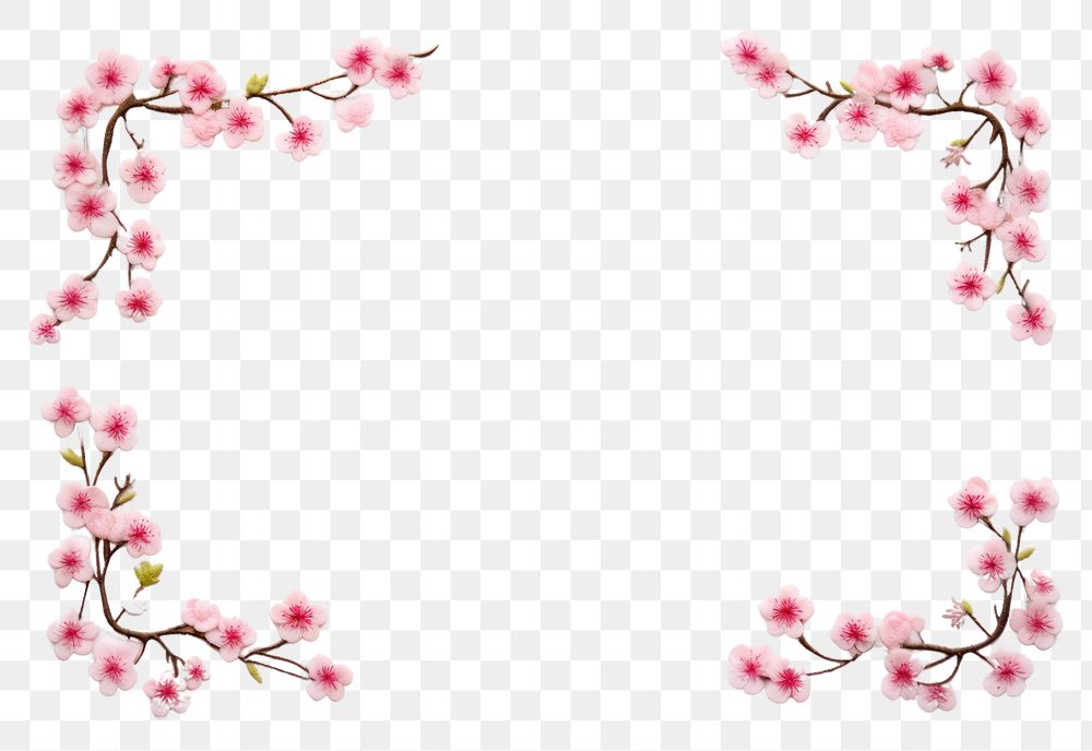 PNG Upper frame border with little cherry blossom pattern flower plant. AI generated Image by rawpixel.