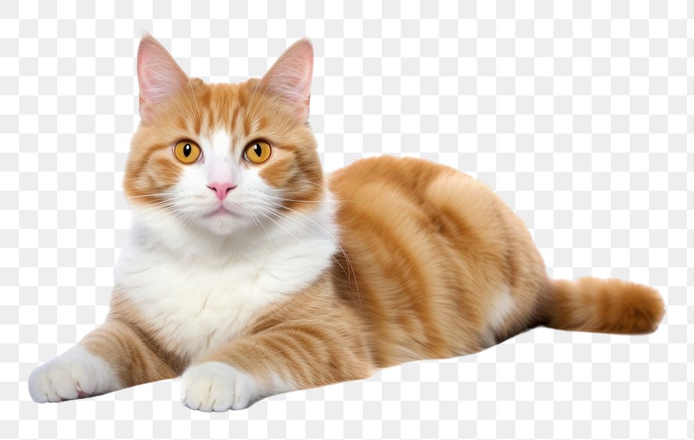 PNG  Ginger Cat Lying Down mammal animal kitten. AI generated Image by rawpixel.