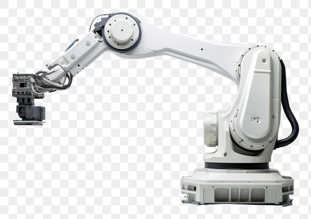 PNG  Robot arm machine tool for industrial manufacture factory technology equipment machinery. AI generated Image by…