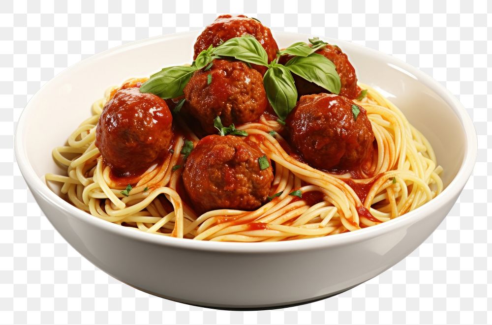 PNG  Spaghetti meatball pasta food. AI generated Image by rawpixel.