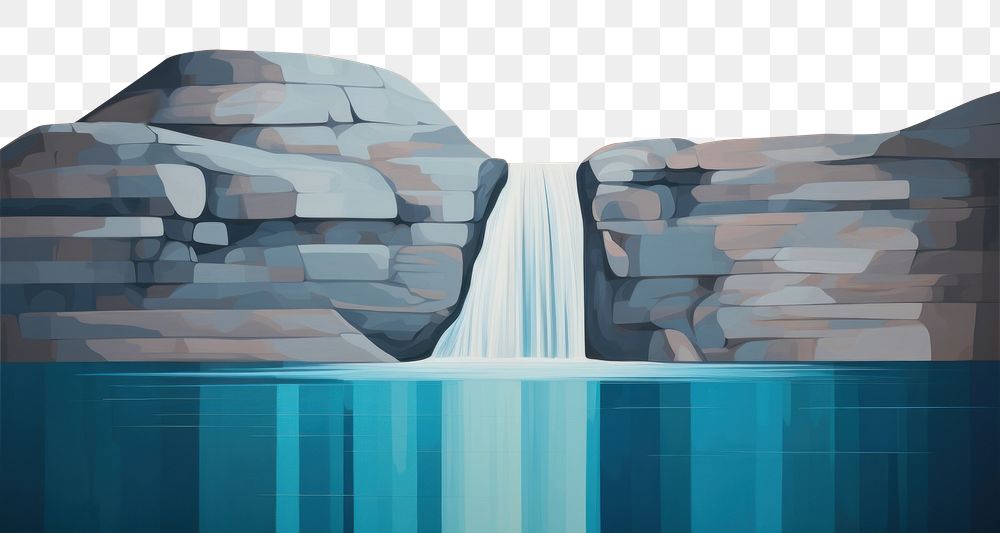 PNG Waterfall landscape outdoors painting. AI generated Image by rawpixel.