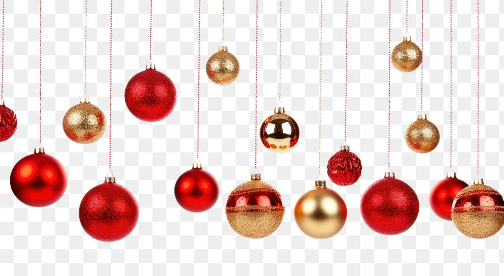 PNG Christmas ball gold red white background