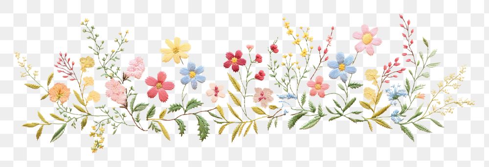 PNG Cute little flowers embroidery pattern plant. AI generated Image by rawpixel.