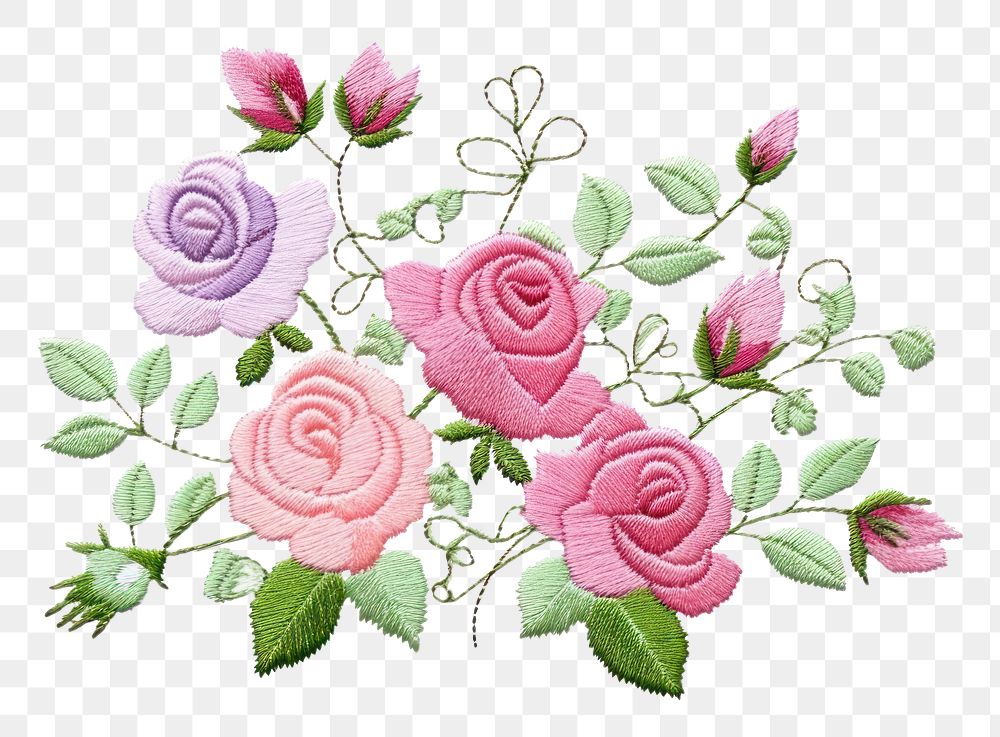 PNG Cute little roses pattern embroidery flower. AI generated Image by rawpixel.