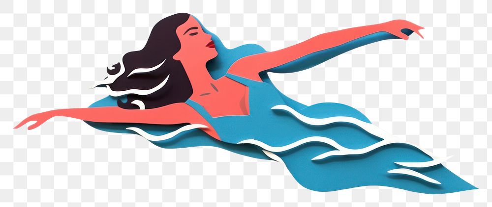 PNG Swimming woman art white background. AI generated Image by rawpixel.