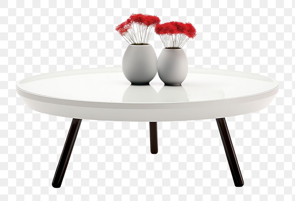 PNG  White table furniture white background flowerpot. AI generated Image by rawpixel.