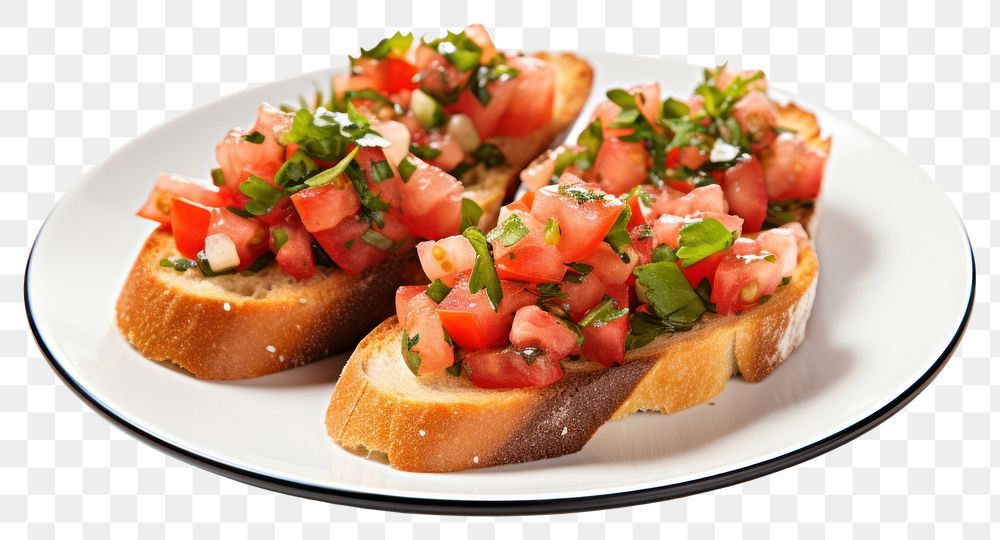 PNG  Bruschettas plate bread food. AI generated Image by rawpixel.