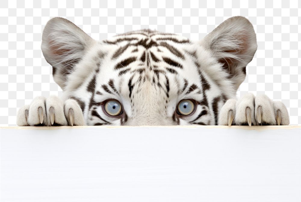 PNG White Bengal Tiger tiger wildlife peeking. AI generated Image by rawpixel.