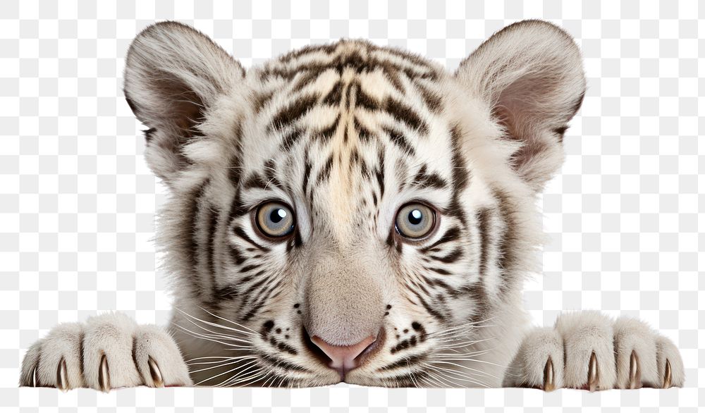 PNG White Bengal Tiger tiger wildlife peeking. AI generated Image by rawpixel.