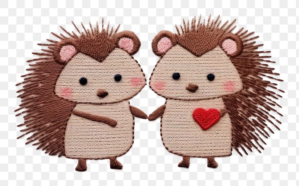 PNG Hedgehog Couple embroidery pattern cute. AI generated Image by rawpixel.