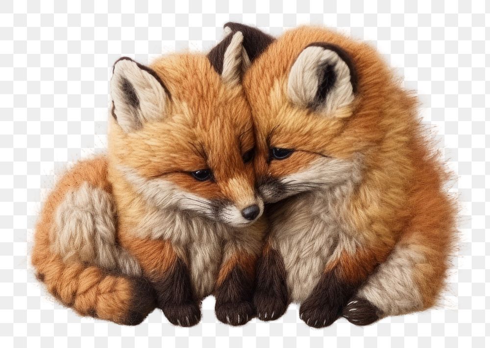 PNG Red fox hugging wildlife animal mammal. AI generated Image by rawpixel.