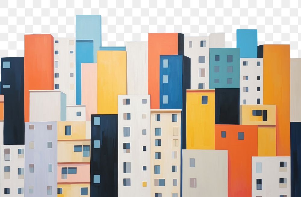 PNG City building painting drawing art. AI generated Image by rawpixel.