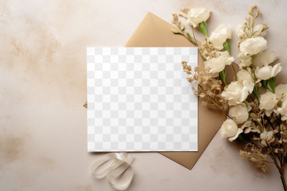 Floral card png mockup, transparent design