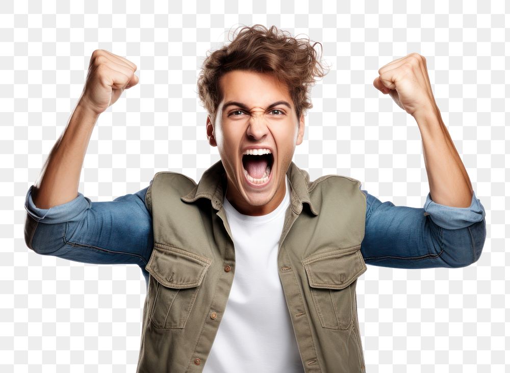 PNG  Winner shouting adult man. AI generated Image by rawpixel.