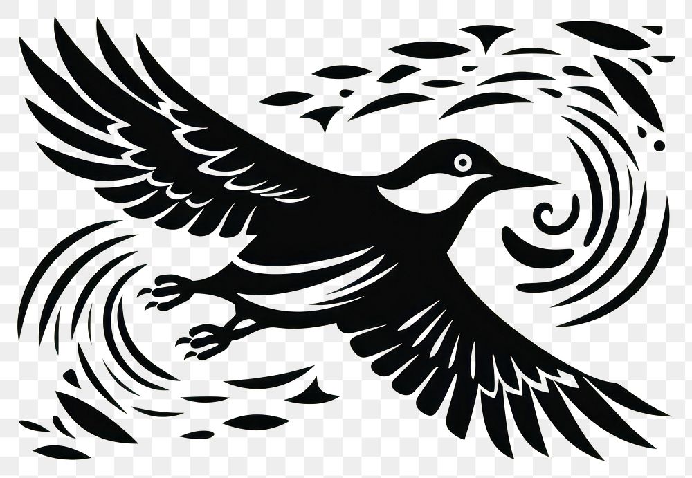 PNG Bird animal black calligraphy. AI generated Image by rawpixel.
