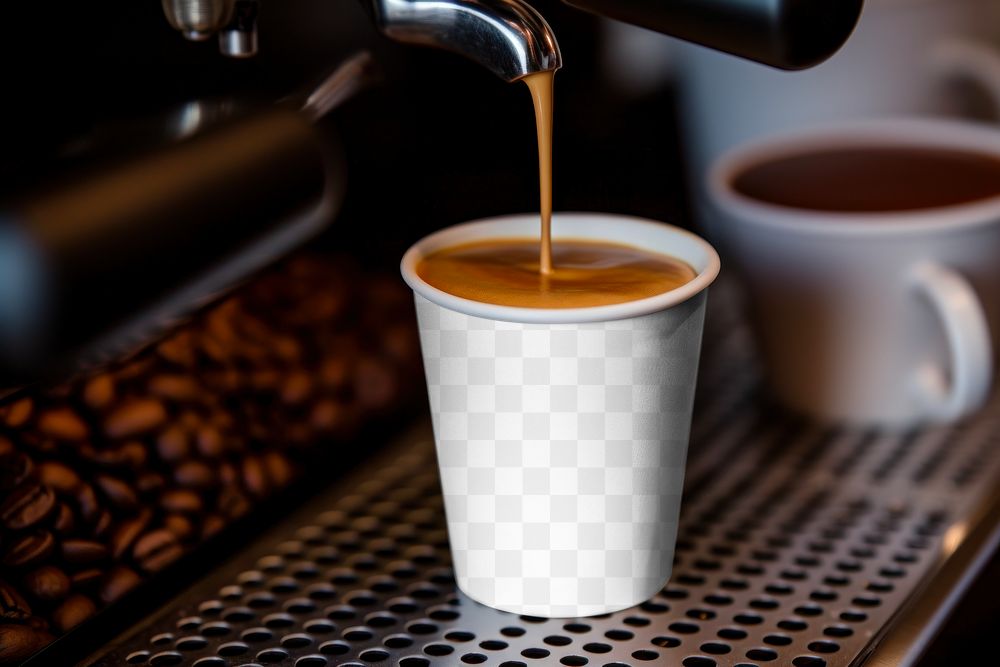 Paper espresso cup png mockup, transparent design