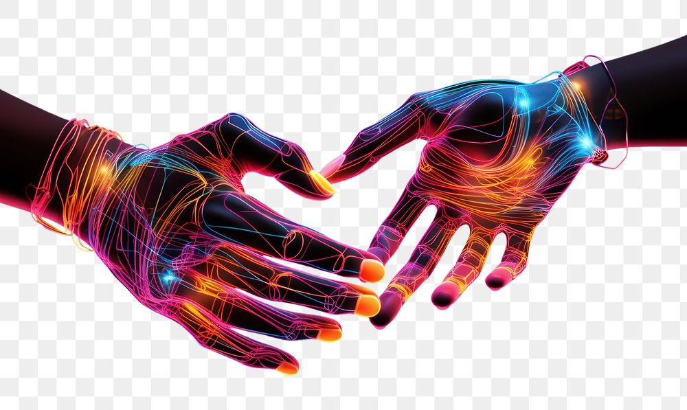 PNG Hands futuristic technology handshake. AI generated Image by rawpixel.