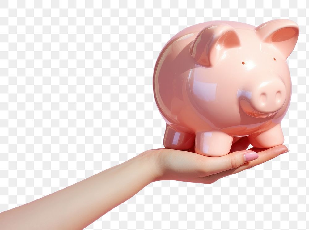 PNG Hand holding a piggy bank savings representation investment. AI generated Image by rawpixel.