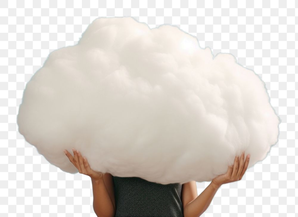 PNG Hand holding big cloud pillow nature portrait outdoors. AI generated Image by rawpixel.
