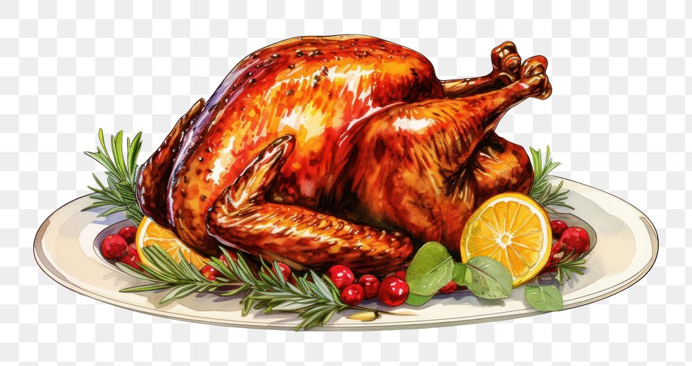 PNG Christmas turkey dinner meat food. AI generated Image by rawpixel.