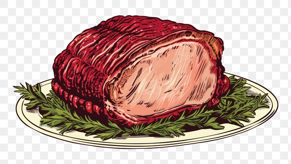 PNG Christmas ham dinner meat food. AI generated Image by rawpixel.