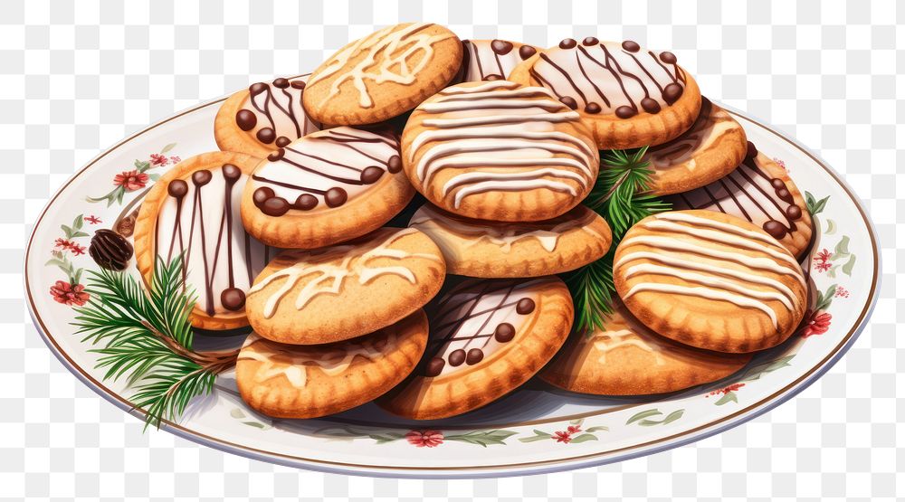 PNG Plate christmas dessert cookie. AI generated Image by rawpixel.