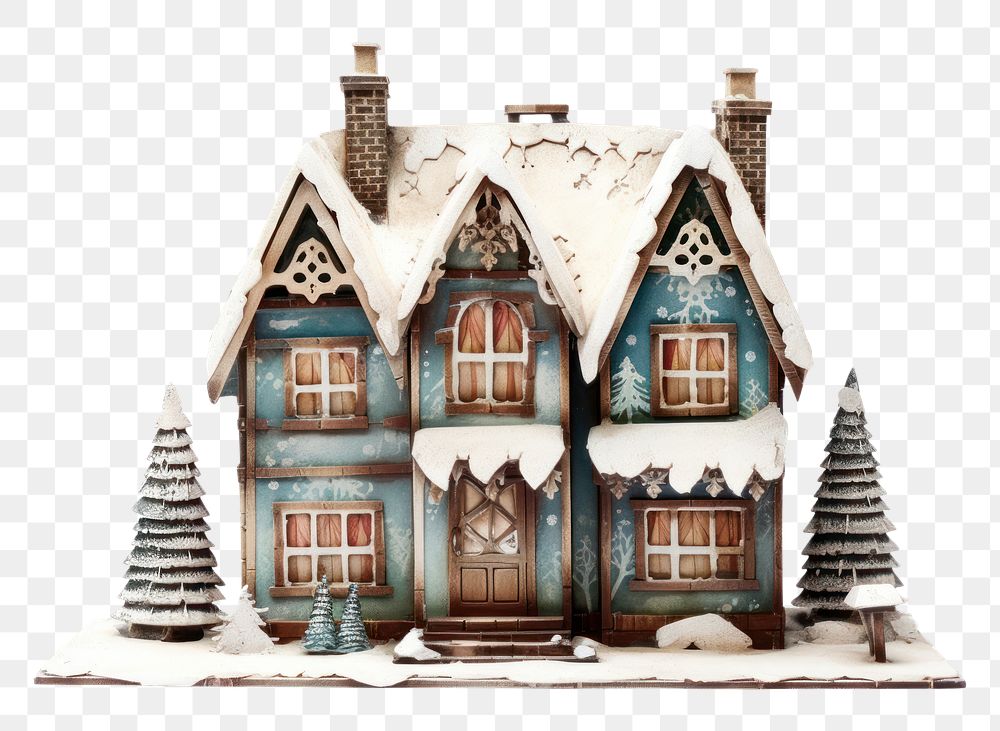 PNG  Christmas house architecture gingerbread. AI generated Image by rawpixel.