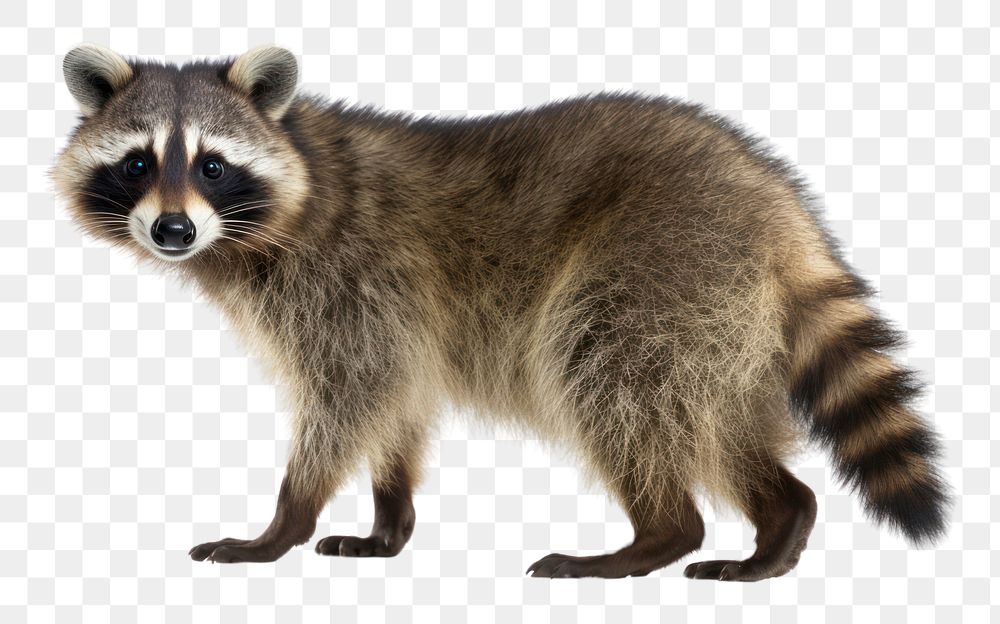 PNG Animal raccoon mammal white background. AI generated Image by rawpixel.