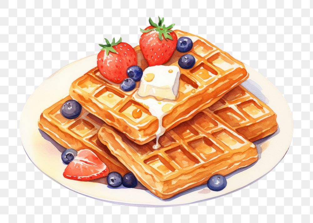 Dessert waffle berry fruit. AI generated Image by rawpixel.