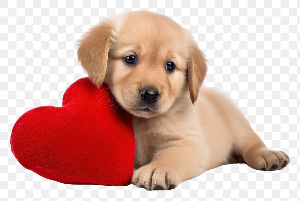 PNG  Puppy hugging a heart plush toy mammal animal pet. AI generated Image by rawpixel.