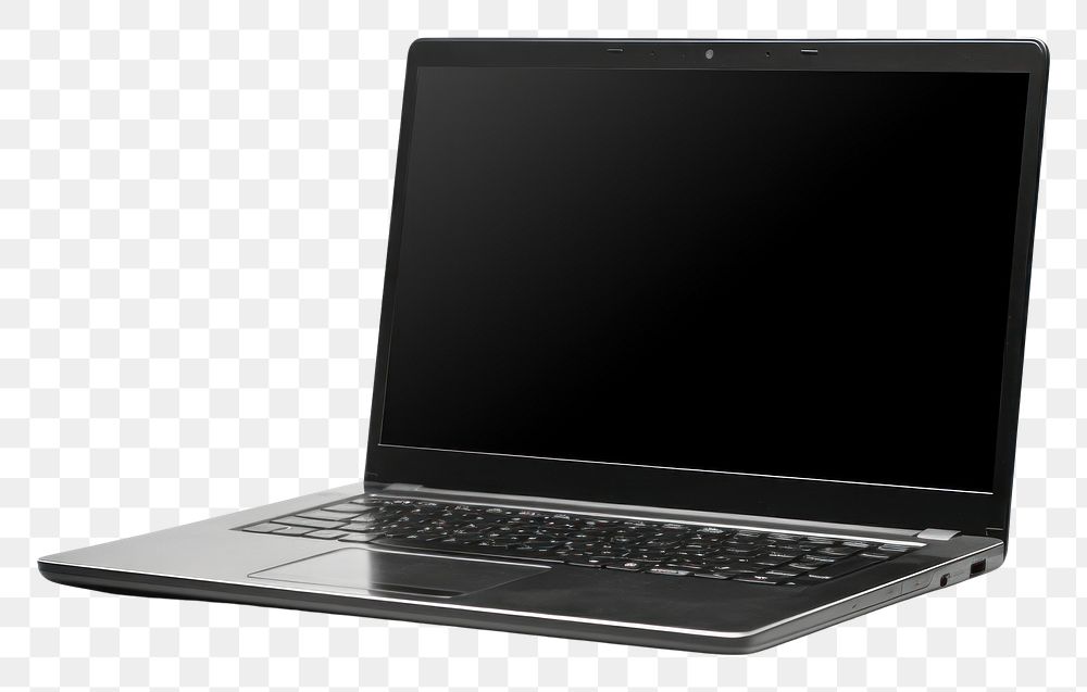 PNG  Laptop computer black white background