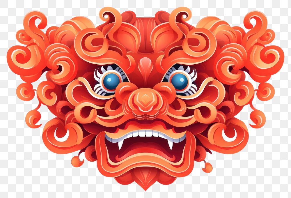 PNG Chinese lion face art chinese new year representation. AI generated Image by rawpixel.