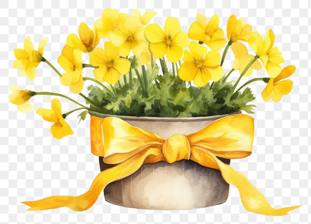 PNG Daffodil ribbon flower plant. AI generated Image by rawpixel.