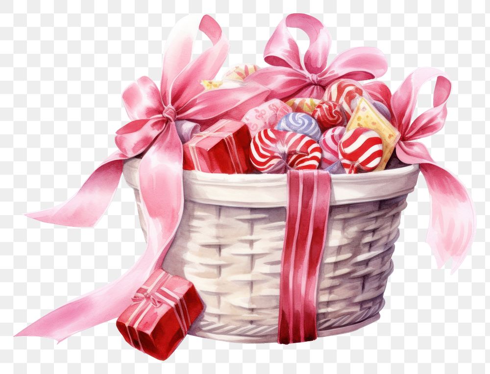 PNG Basket candy wrapped ribbon. AI generated Image by rawpixel.
