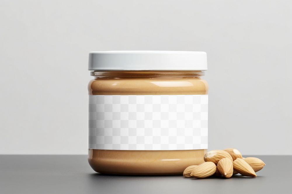 Peanut butter jar label png mockup, food packaging, transparent design